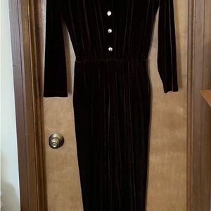 Coldwater Creek Women’s Brown Velour Jumpsuit Size Small.